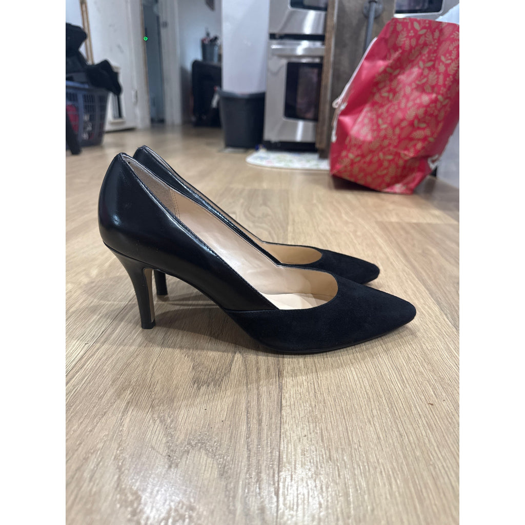 Cole Haan Black Suede and Leather Pointed Toe Heels Size 10