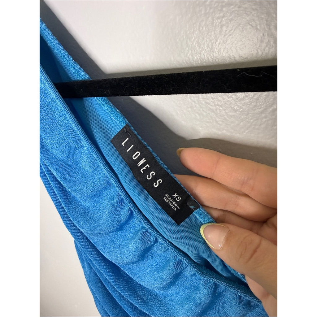 Lioness Blue / Teal One-Shoulder Ruched Bodycon Dress Size XS
