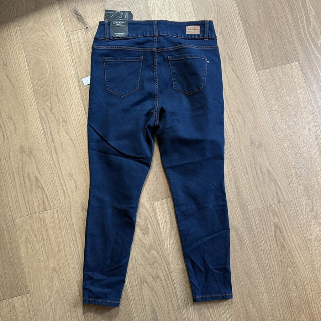 Tahari Charlotte Dark Night Sky Blue Cotton Blend Skinny Jeans Size 16W NEW!