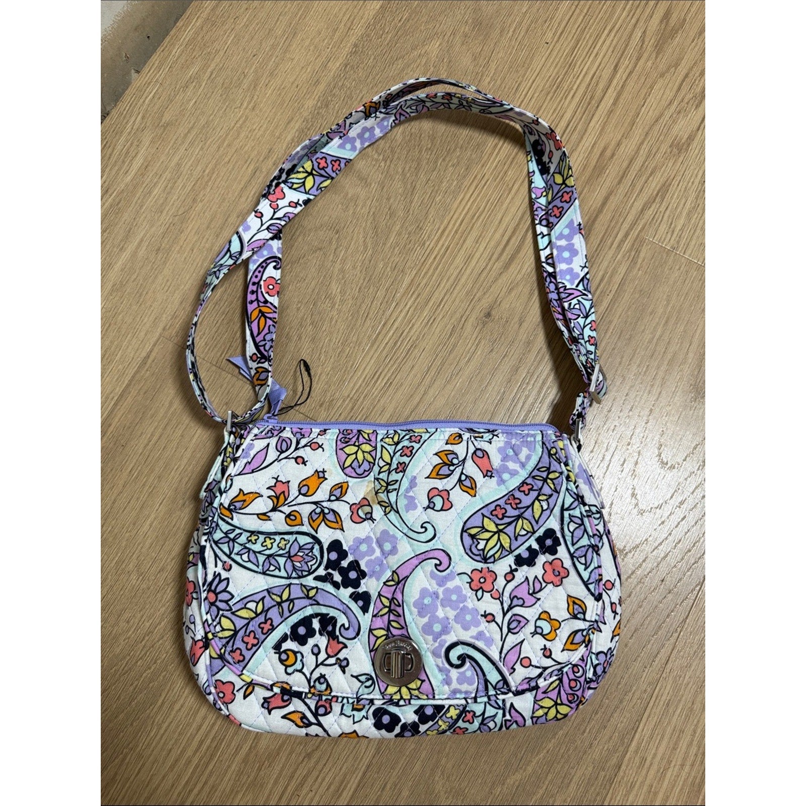 Vera Bradley Lavender Paisley Quilted Adjustable Shoulder Bag