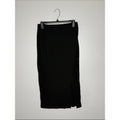 Black Ribbed Midi Skirt - Classic Women's Pencil Skirt w/ Slit Large