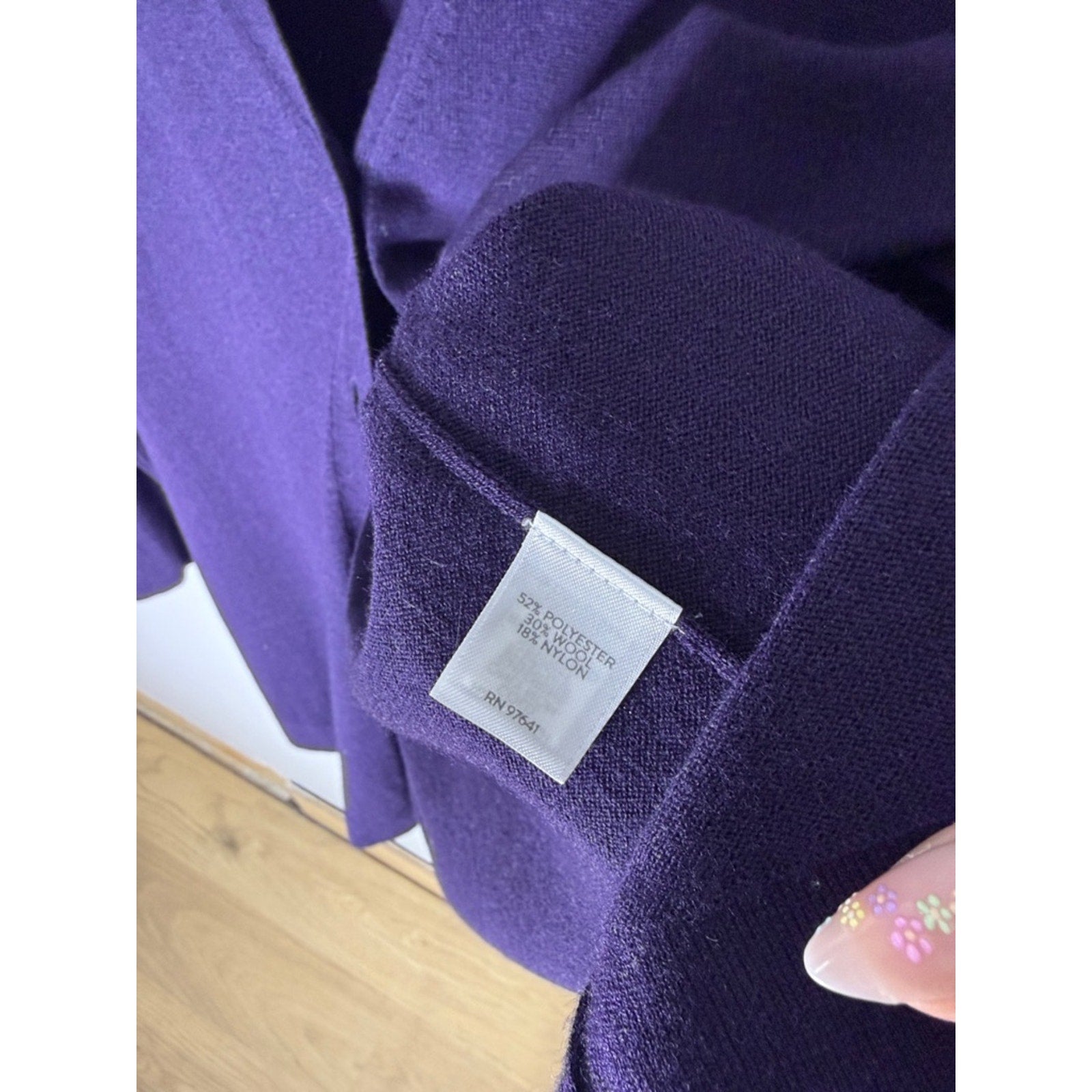 J. Jill Plum Knit V-Neck Cardigan Size Medium