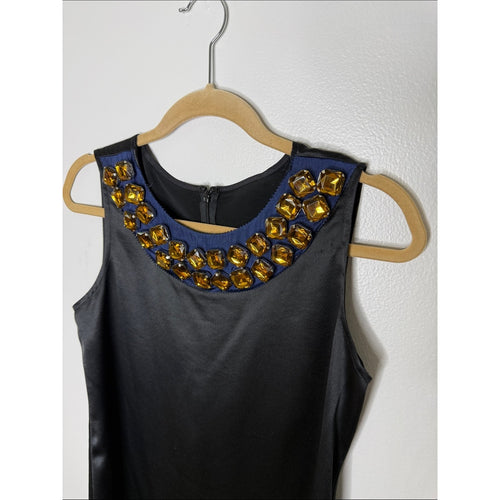 Black Embellished Neckline Dress w/ Blue Neckline Size 8