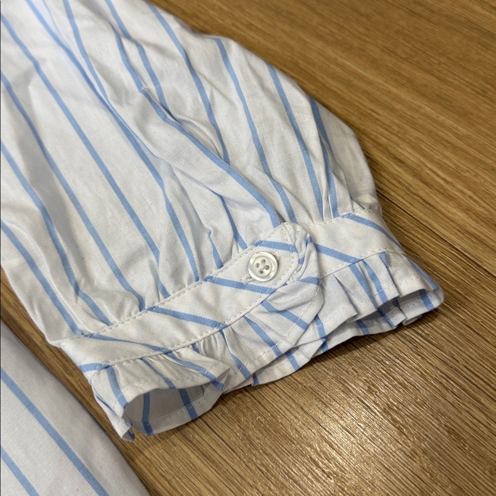 Talbots Blue and White Striped Button-Down Long Sleeve Top Size XL