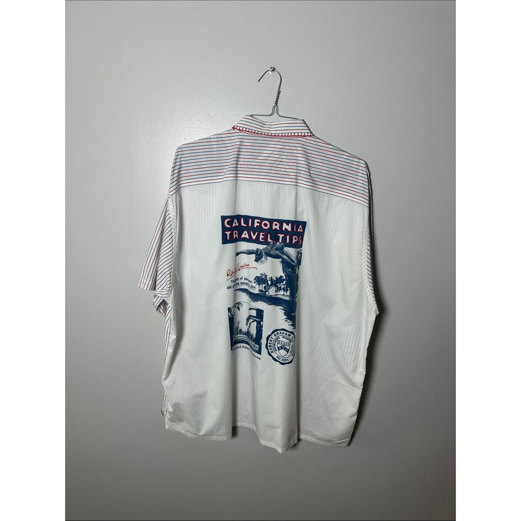 Robert Graham White Button-Up Shirt with Red and Blue Stripes and Navy Pocket 3x