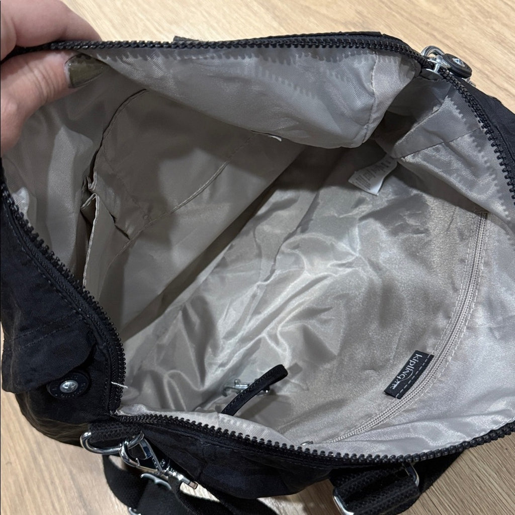 Kipling Black Nylon Bevine Zip Top Handbag