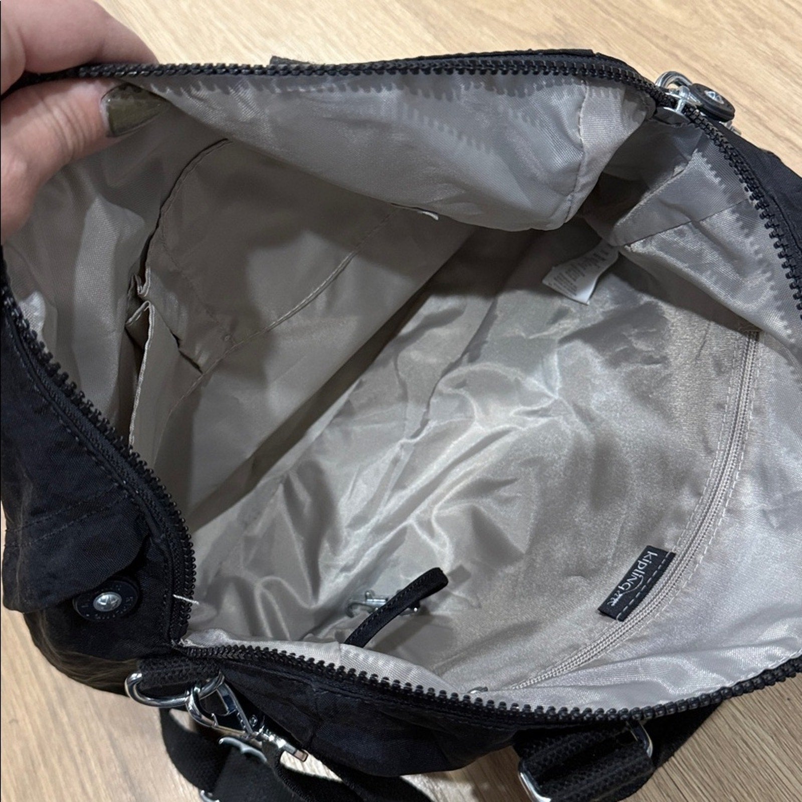 Kipling Black Nylon Bevine Zip Top Handbag