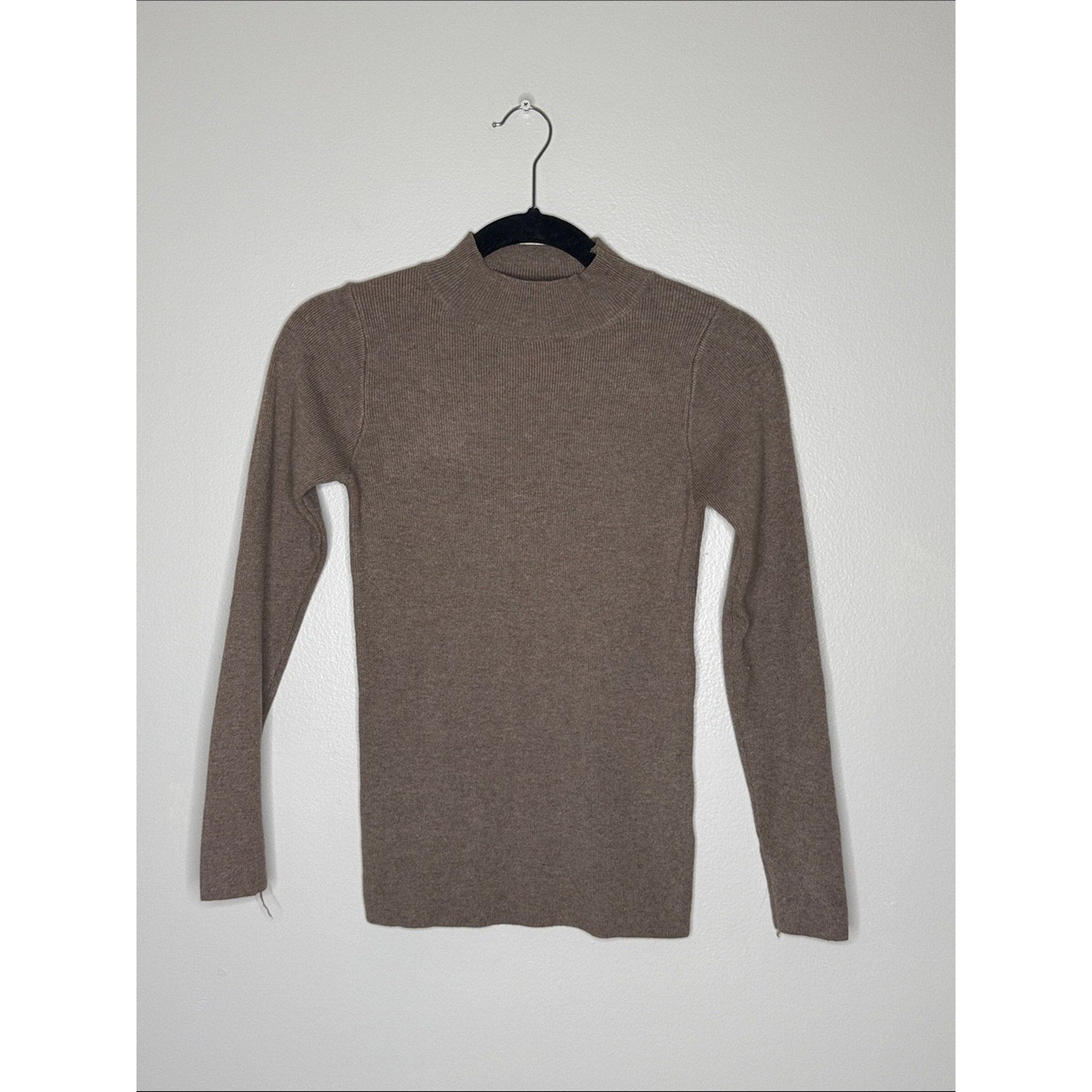 LOFT Taupe Ribbed Mock Neck Sweater Size Small