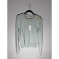 Tory Burch Pale Mint Crewneck Sweater with Gold Logo Buttons Size XL NEW!