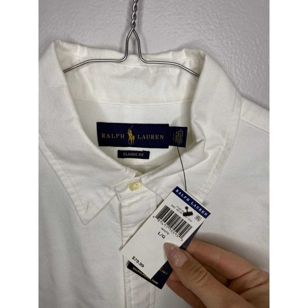 Ralph Lauren Ivory Oxford Button-Down Dress Shirt Size Large New!