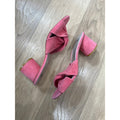 Paige Francesca Pink Suede Slide Twist Knot Cylindrical Heel Sandals Size 10