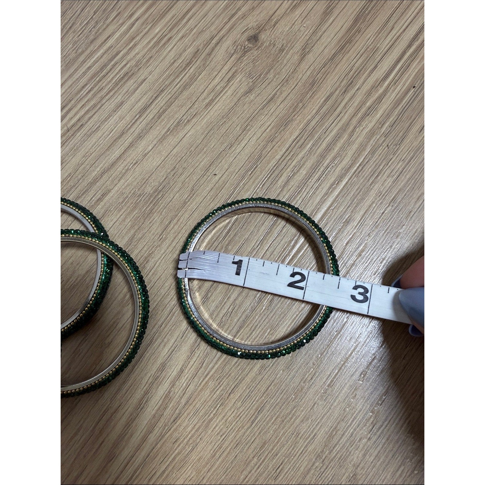 Green Crystal Bangle Bracelets - Set of 4