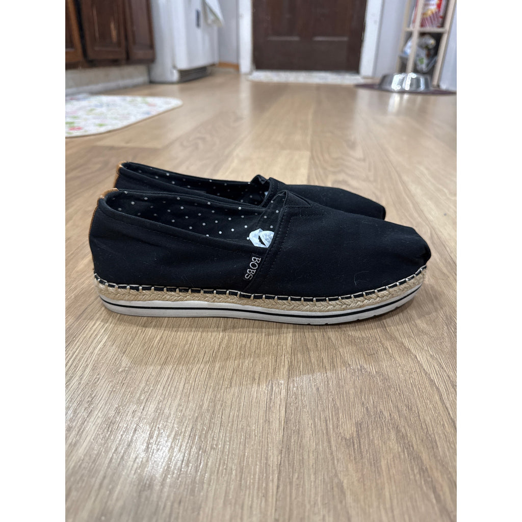 Sketchers BOBS Breeze Women's Slip On Espadrille Canvas Memory Foam Jute Detail Espadrilles Size 9.5