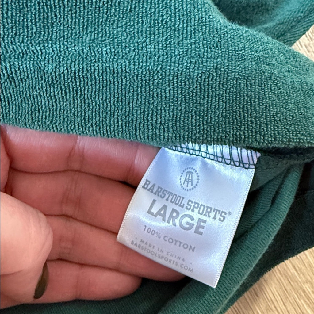 Barstool Sports Sad Boy Season Green Terrycloth Button-Up Long Sleeve Shirt Lg