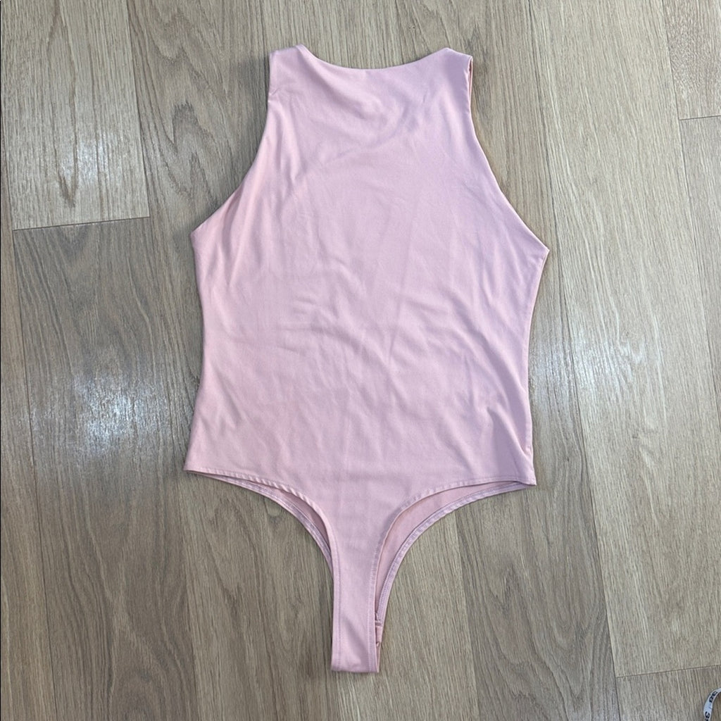 ReoRia Blush Pink Sleeveless High Neck Snap Bodysuit Size Large