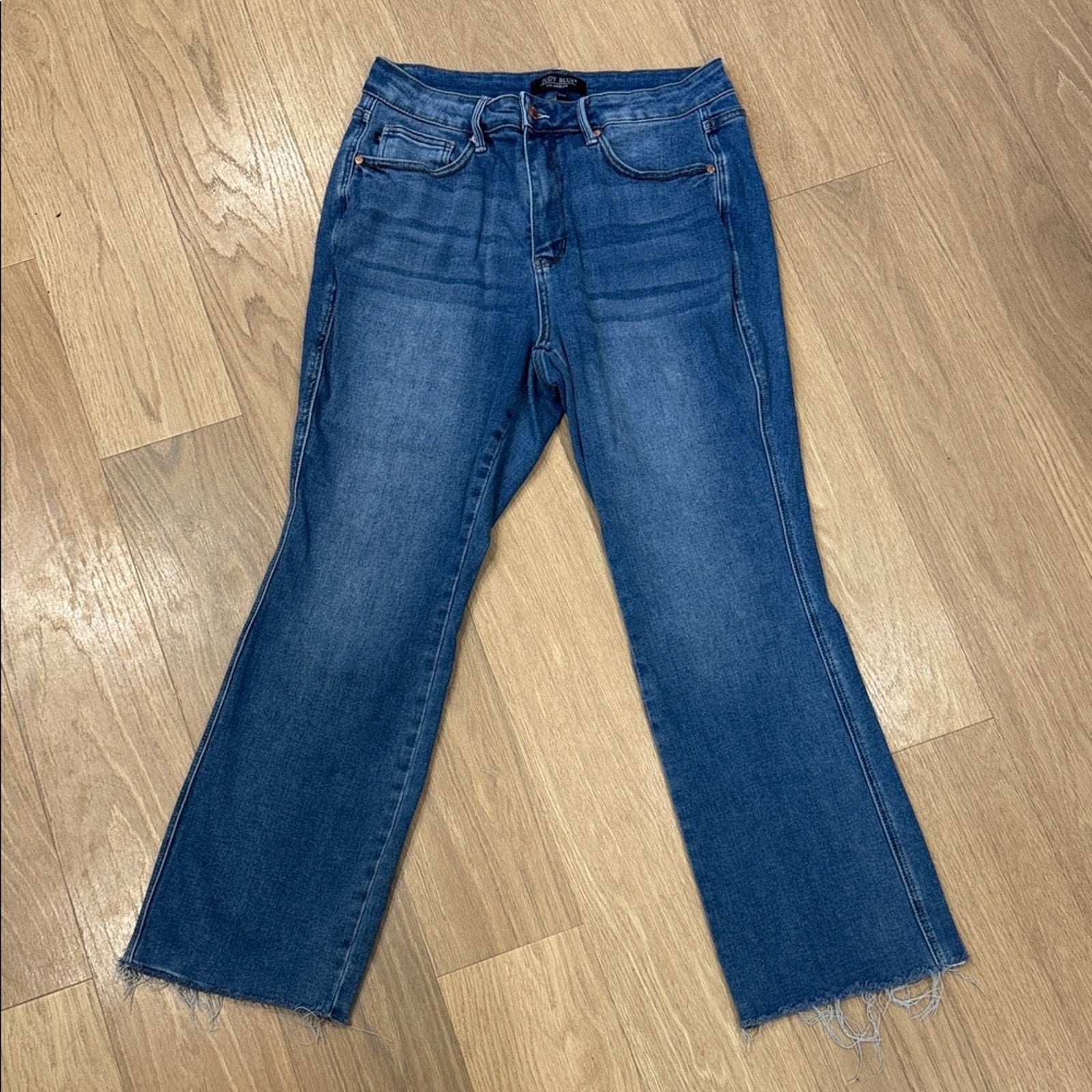 Judy Blue Boot Cut Raw Hem Jeans in Classic Blue Size 14W