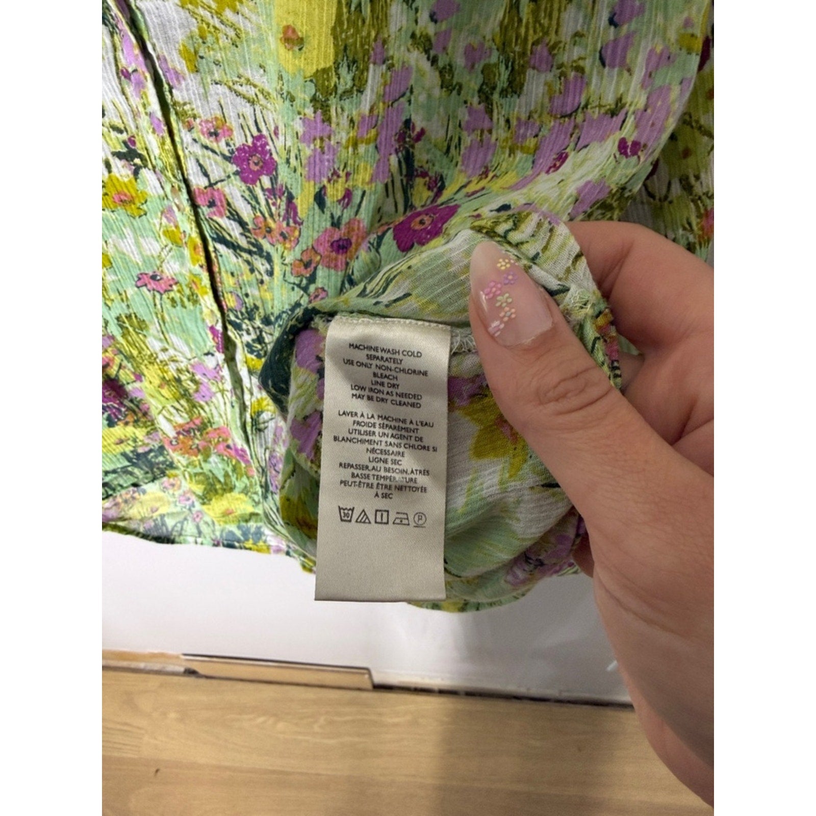 Pilcro Floral Button-Down Blouse - Green Multi Size Small