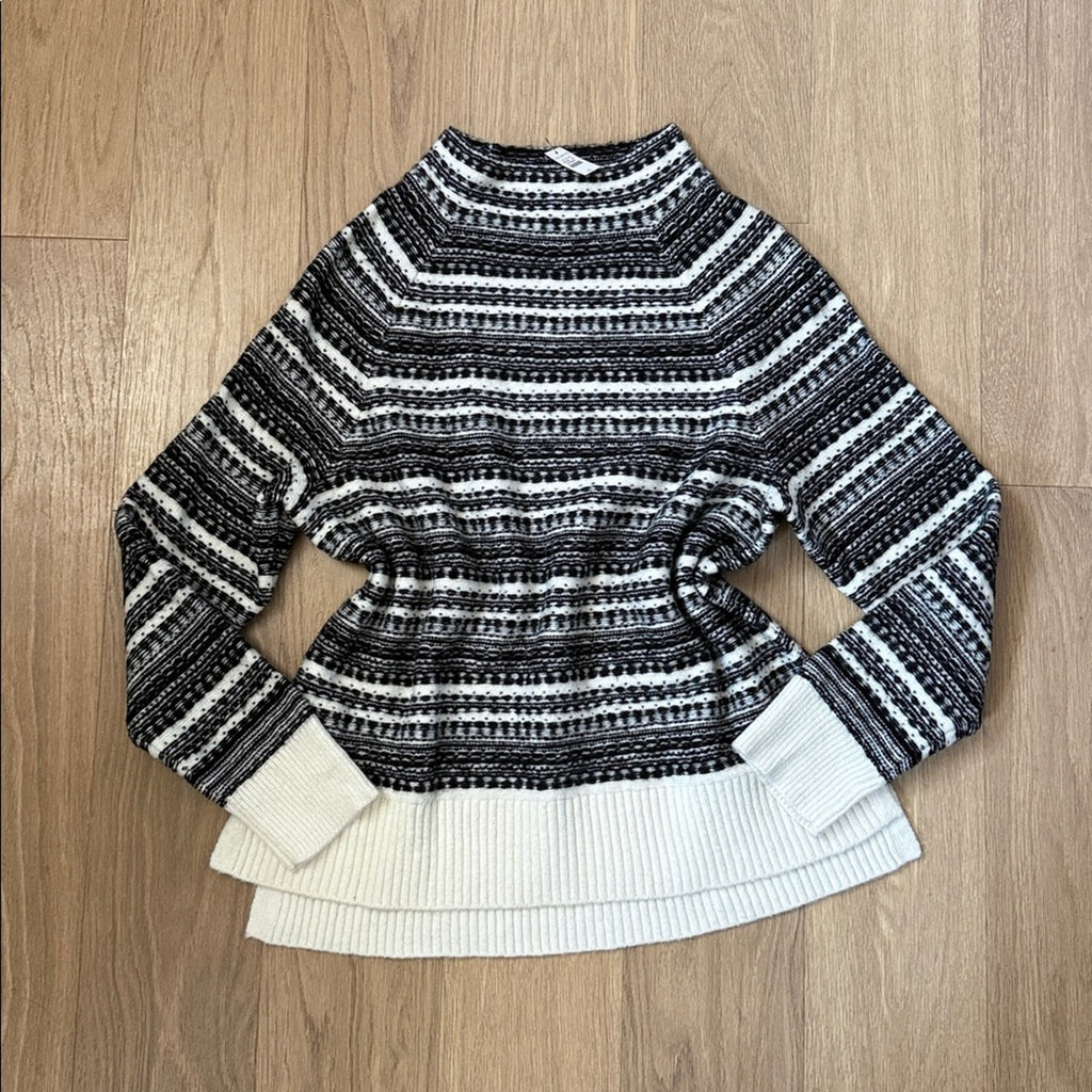 Talbots Black and White Mock Neck Knit Sweater Size XL NEW!