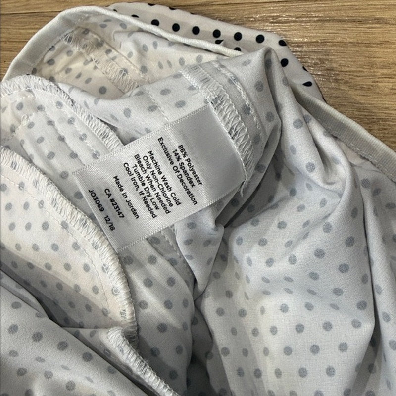 Talbots White Zip Front Lightweight Jacket with Black Polka Dots Size Large