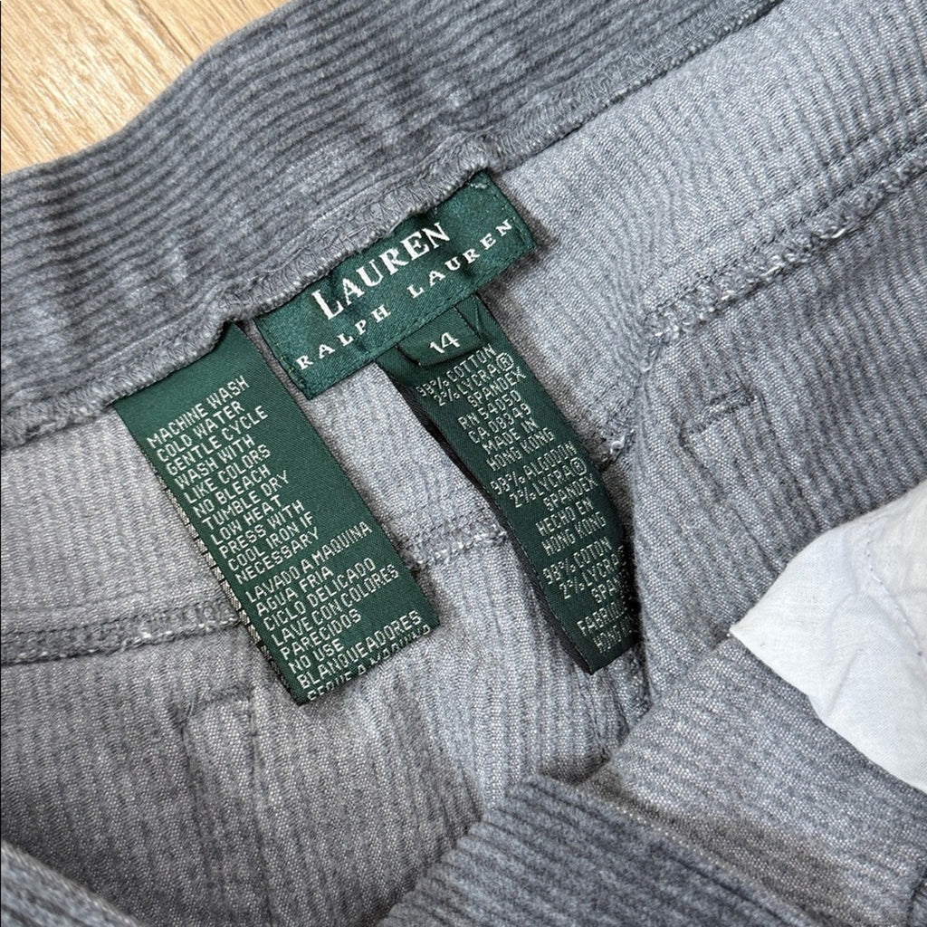 Ralph Lauren Women's Straight Leg Gray Corduroy Pants Size 14