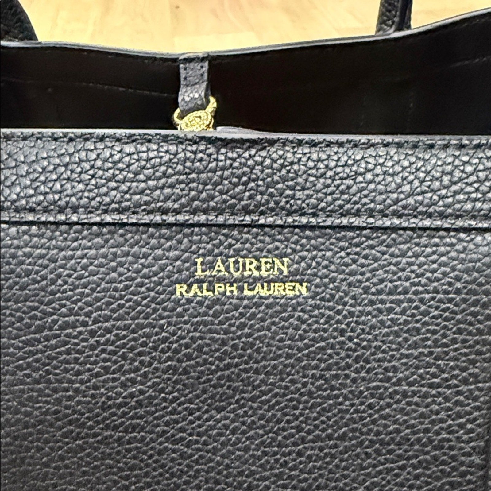 Lauren Ralph Lauren Black Pebbled Leather Tyler Tote Bag