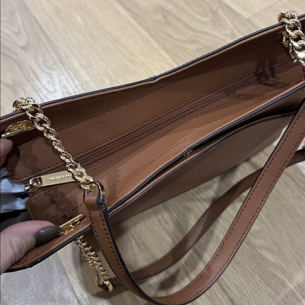 Michael Kors Jet Set Large Saffiano Leather Shoulder Bag in Shade "Luggage"