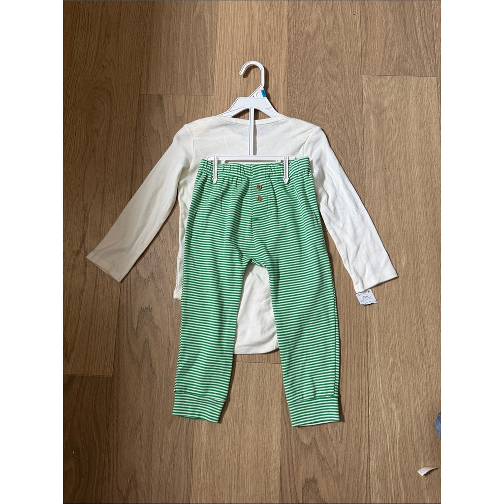 Carter's Cream & Green St. Patrick's One-Piece and Striped Pants Set Size 24M