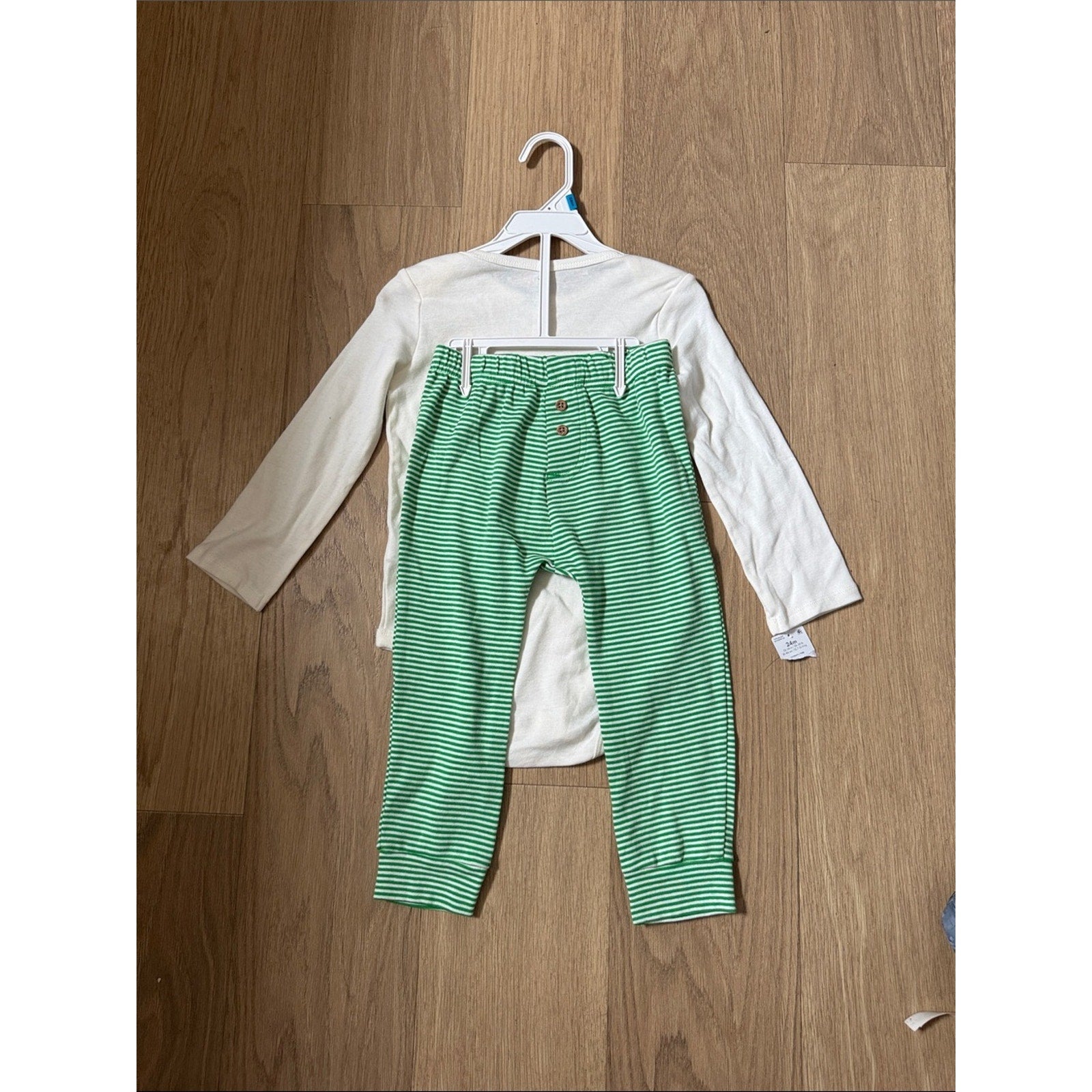 Carter's Cream & Green St. Patrick's One-Piece and Striped Pants Set Size 24M