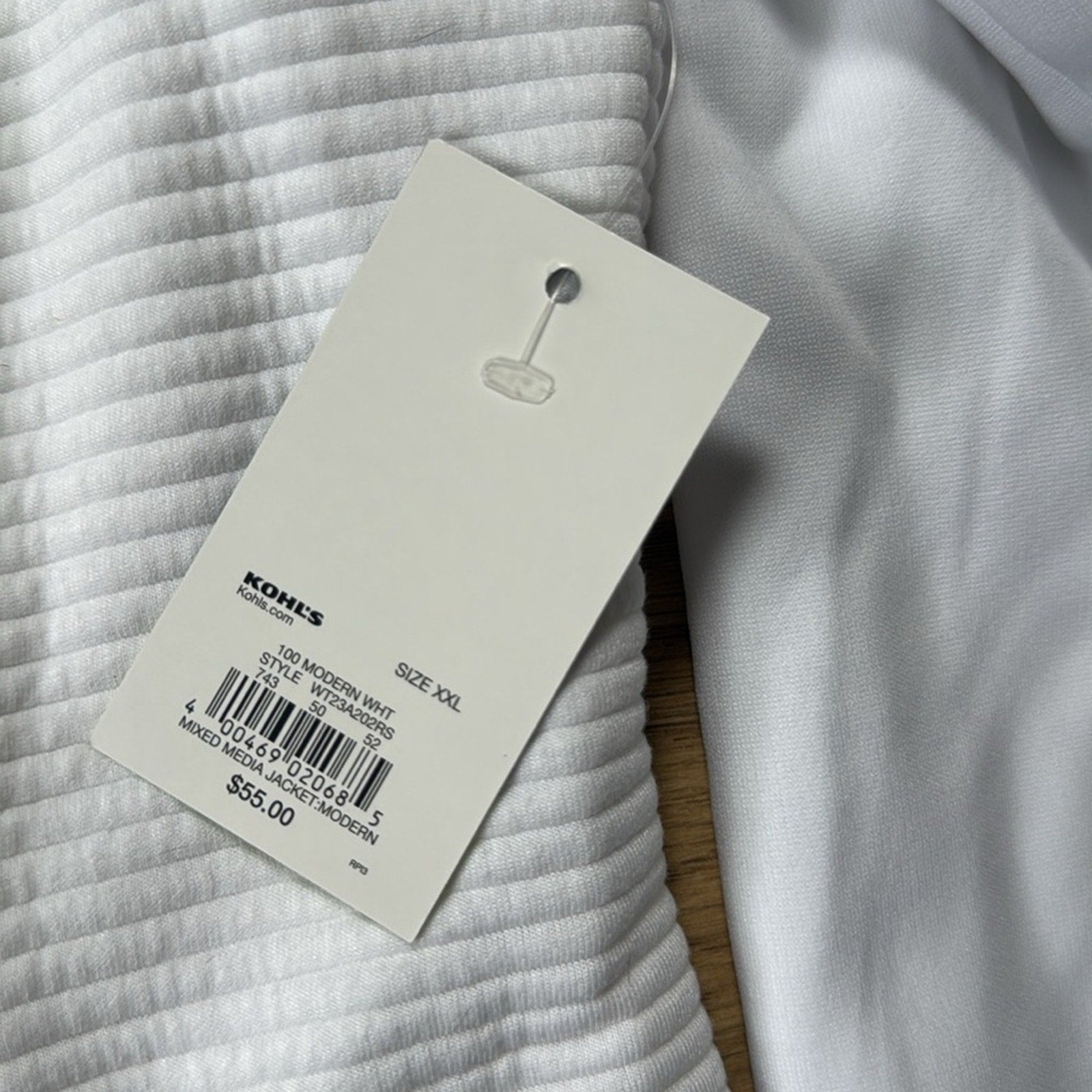 Tek Gear Hooded Zip Front Modern White Quilted Jacket Size XXL