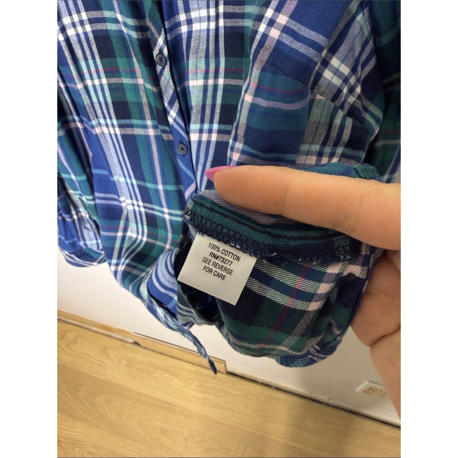 croft & barrow Blue and Green Plaid Shirt Size XXL