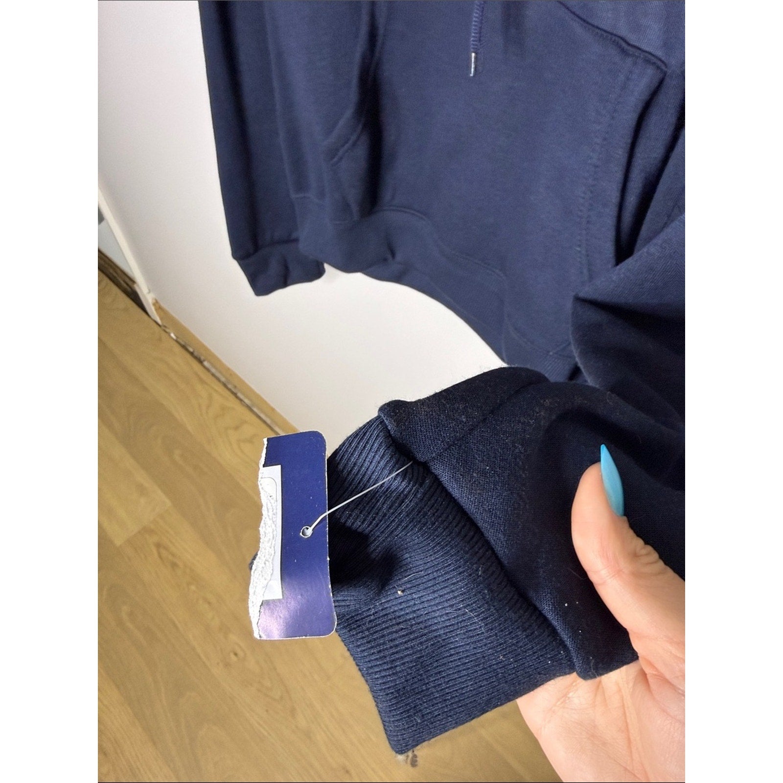 Champion Navy Crewneck Hoodie with Purple Logo Size XL