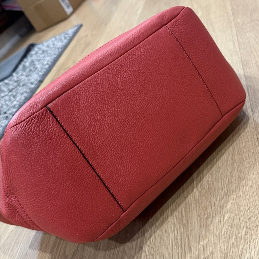 Coach Park Leather Carrie Tote in Melon Pebbled Leather