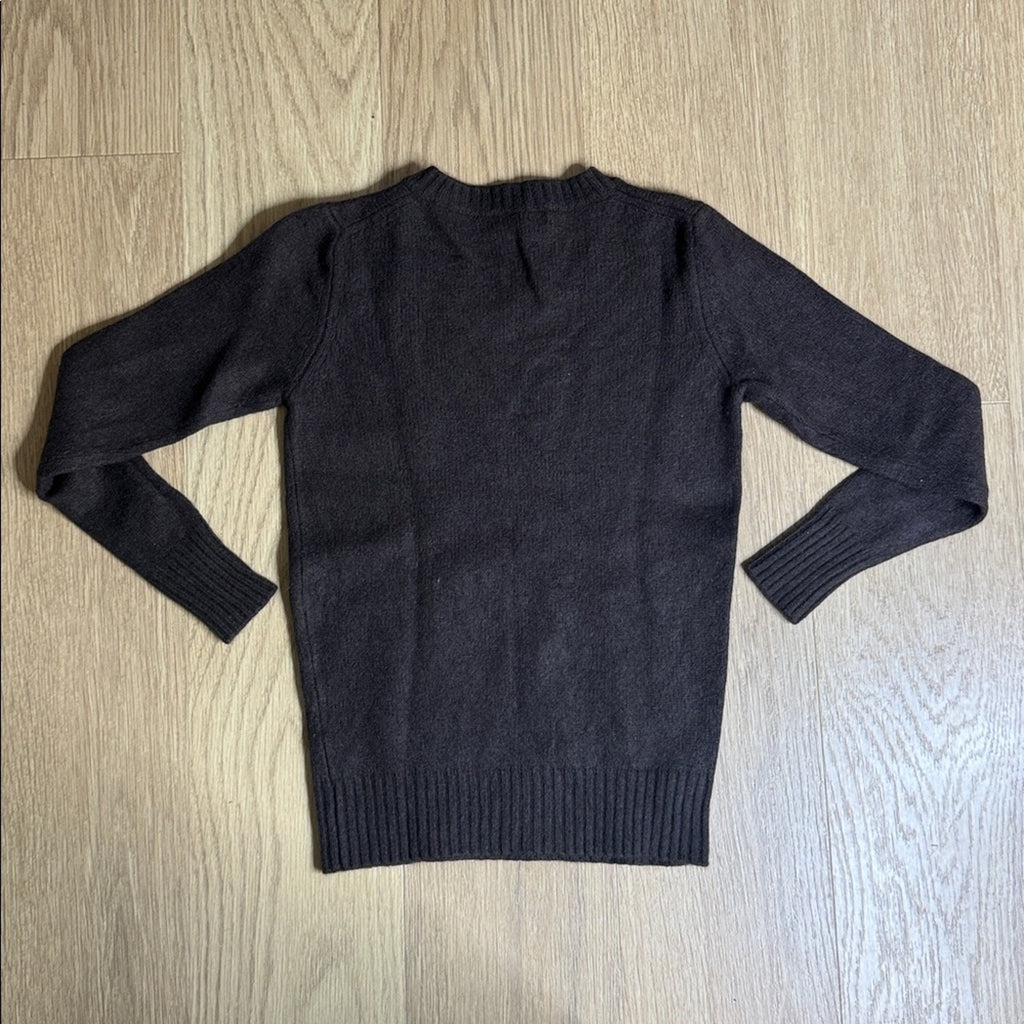 Acanthe Kids Merino Wool / Cashmere V-Neck Sweater - Brown, Size 10