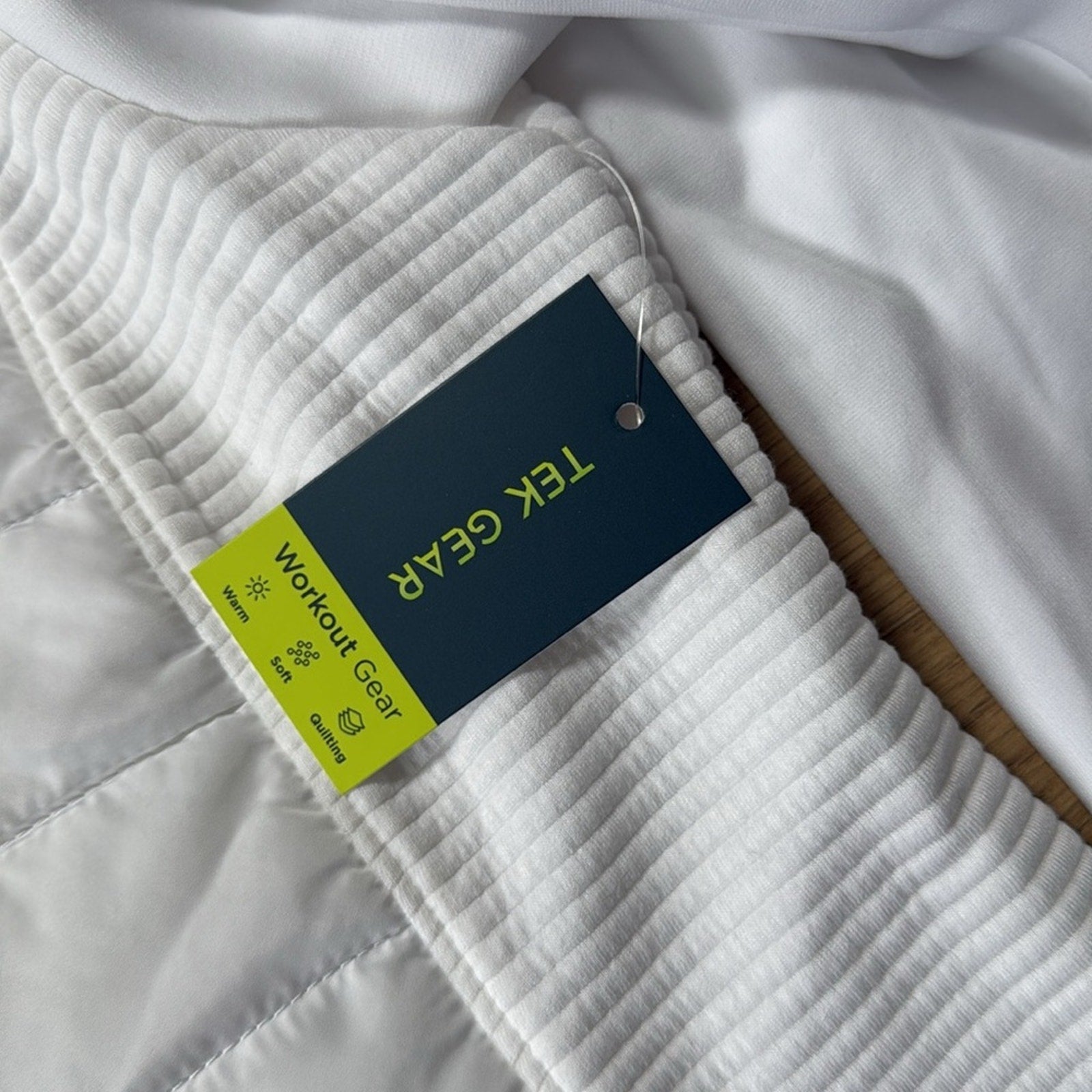 Tek Gear Hooded Zip Front Modern White Quilted Jacket Size XXL