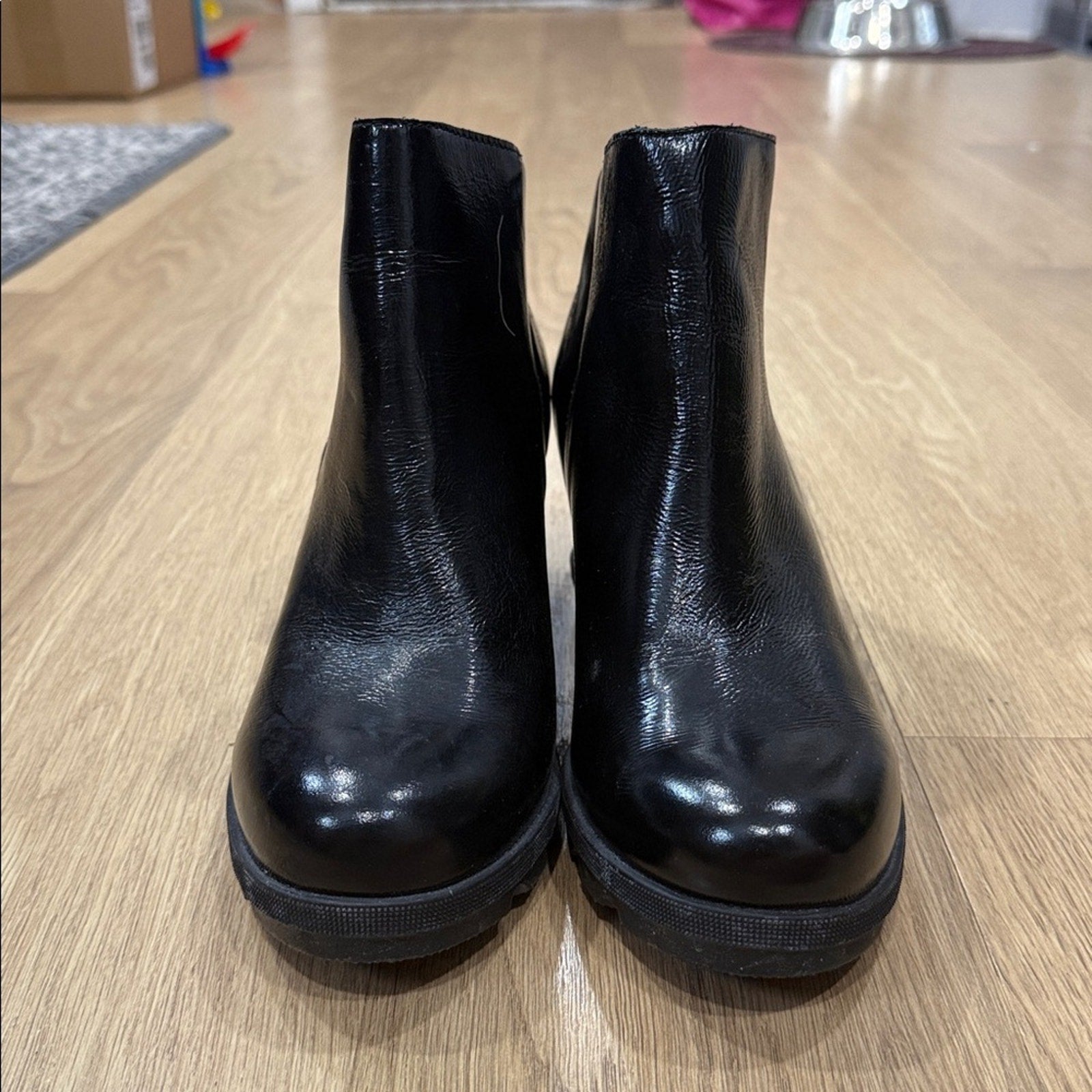 Sorel Joan of Arctic Wedge II Zip Boot - Black Patent Leather, Size 9