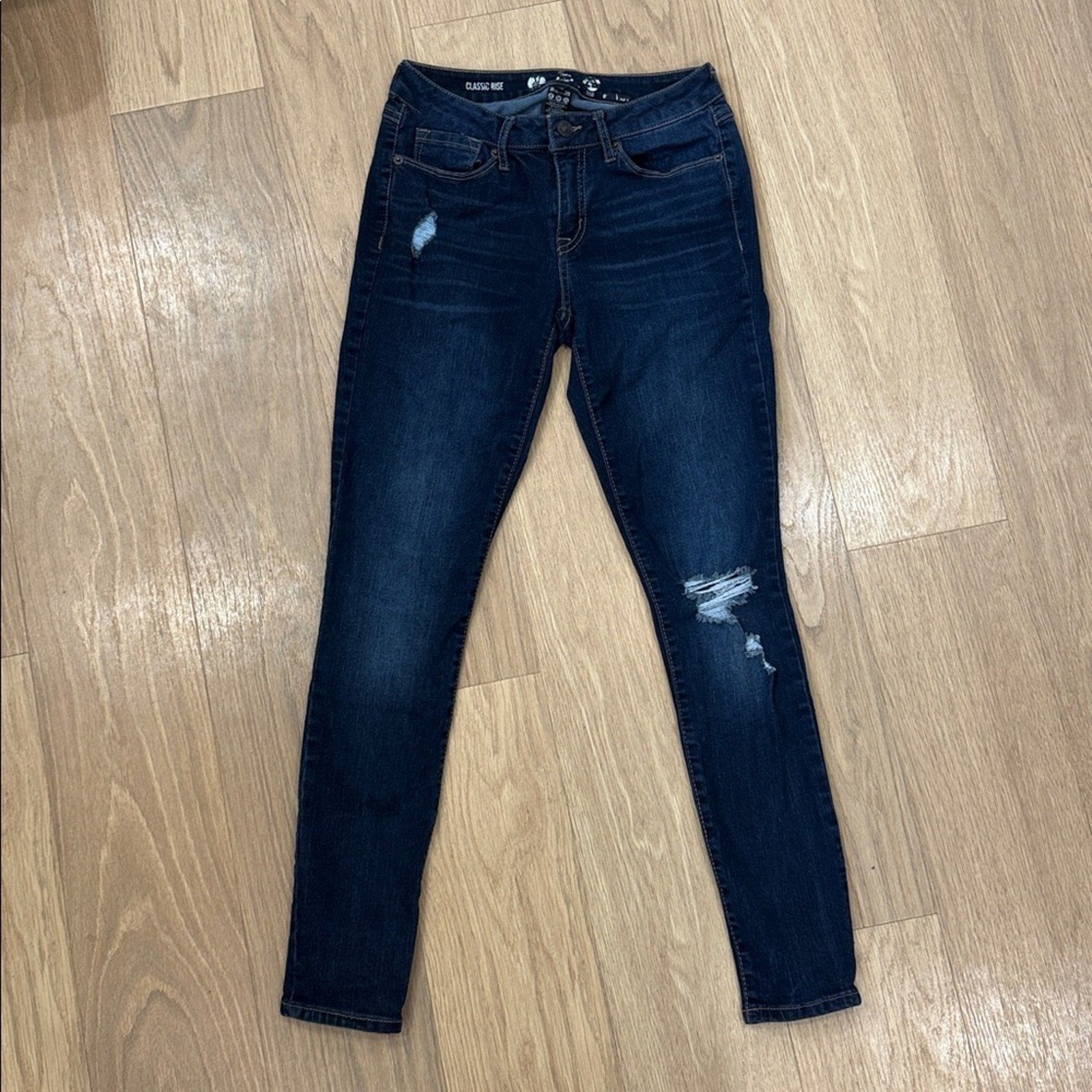 Rewash Classic Rise Dark Blue Distressed Women's Jeans Size 3