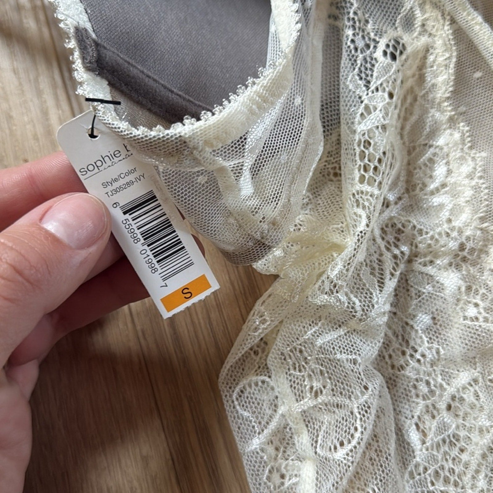 Sophie B. Lace Bodysuit in Cream and White Size Small NEW!