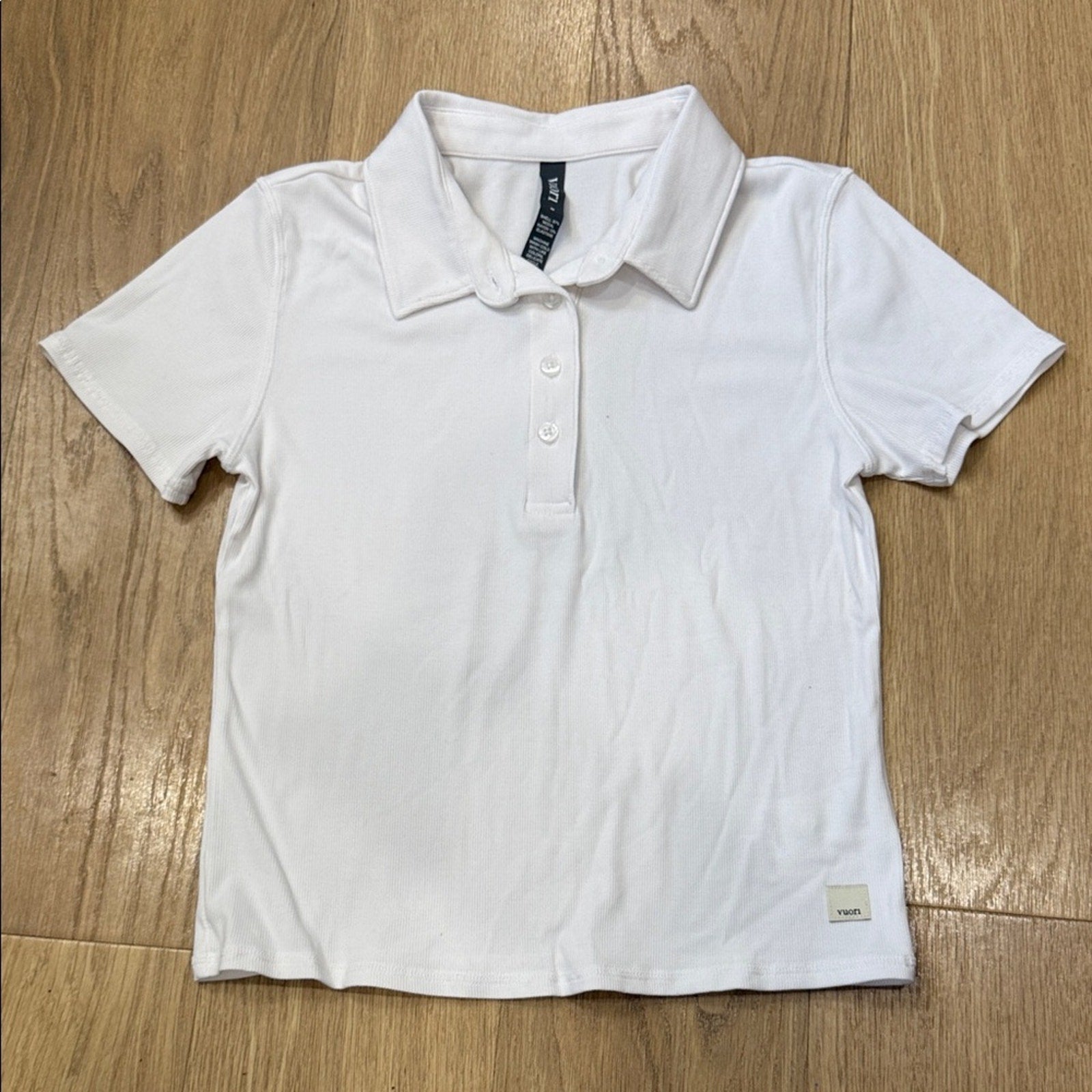 Vuori Women's Pose Fitted Polo Ribbed White Material Size Medium