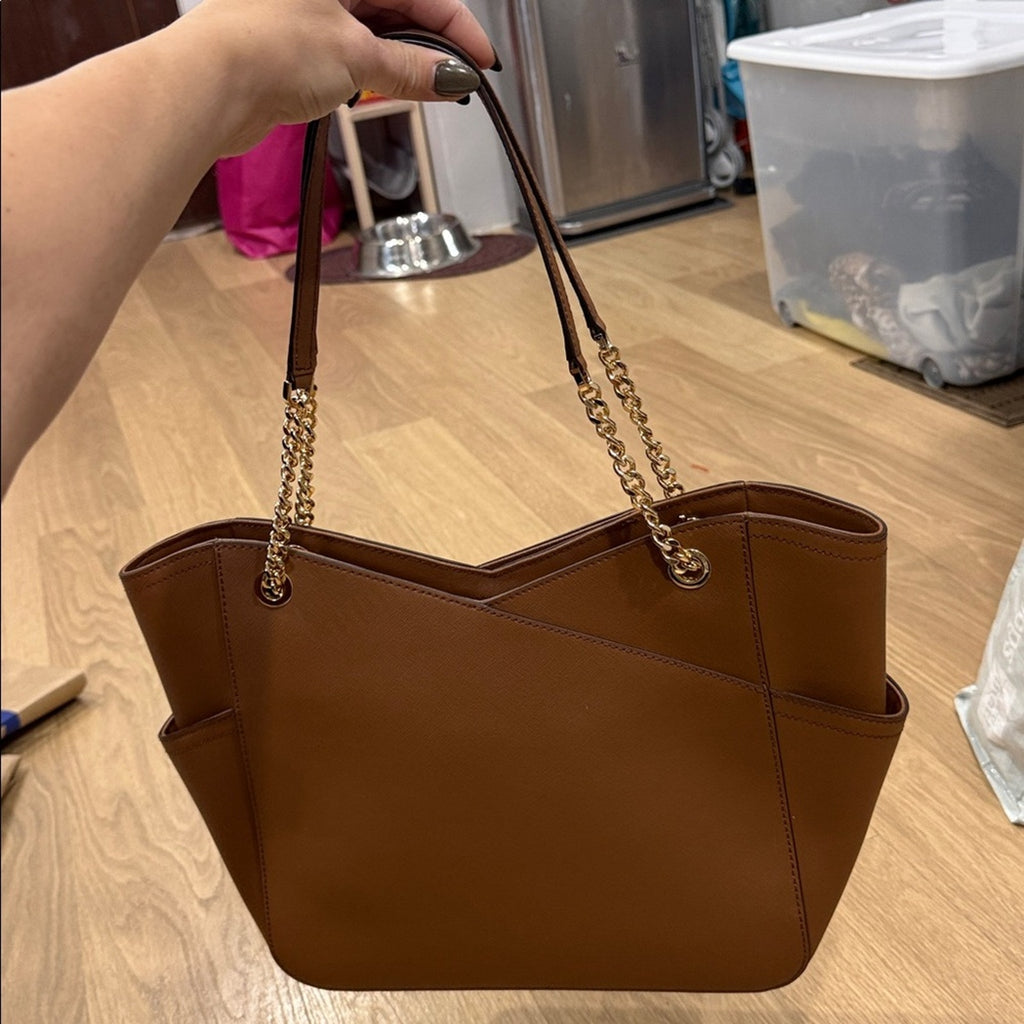 Michael Kors Jet Set Large Saffiano Leather Shoulder Bag in Shade "Luggage"