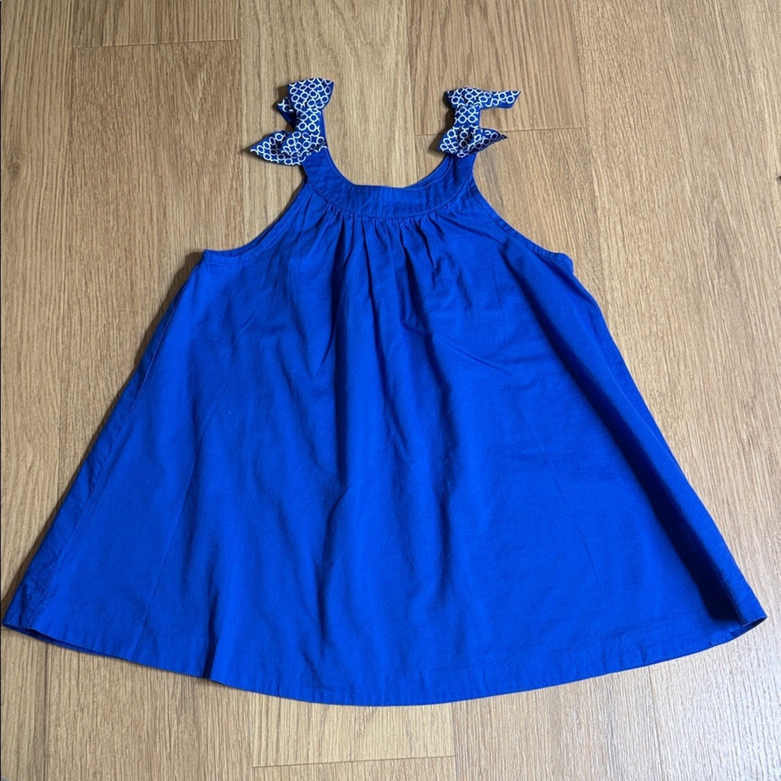 Janie and Jack Royal Blue Dress with Patterned Bow Straps Size 3