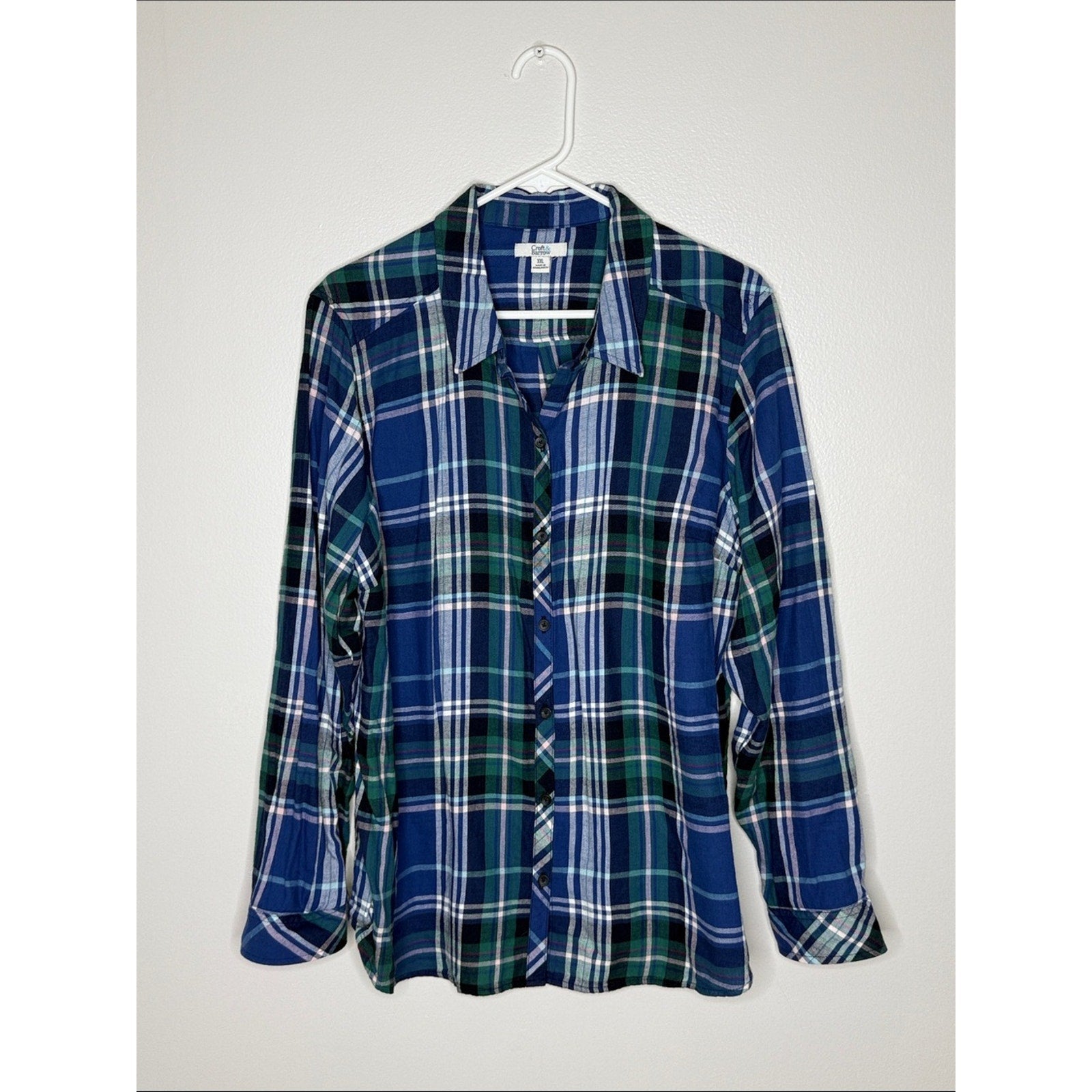 croft & barrow Blue and Green Plaid Shirt Size XXL