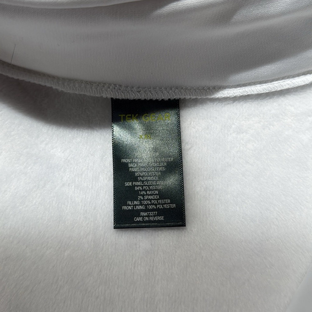 Tek Gear Hooded Zip Front Modern White Quilted Jacket Size XXL