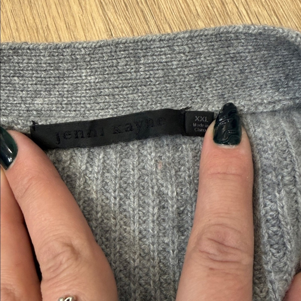 Jenni Kayne Gray Women's Cashmere Button Front Cardigan Sweater Size XXL