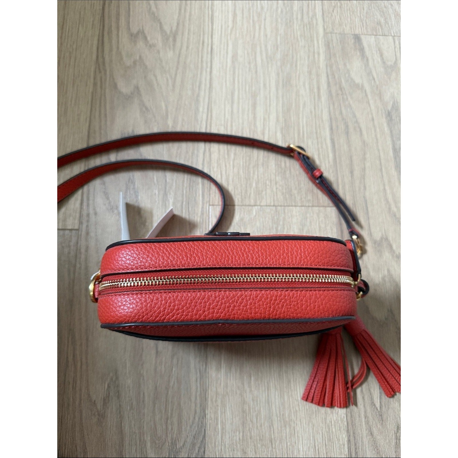 Tory Burch McGraw Camera Bag in Lava Pebbled Leather Crossbody with Tassel