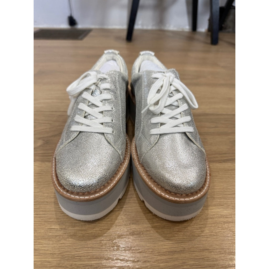 Dolce Vita Toyah Lace Up Platform Sneakers in Metallic Silver Size 9.5