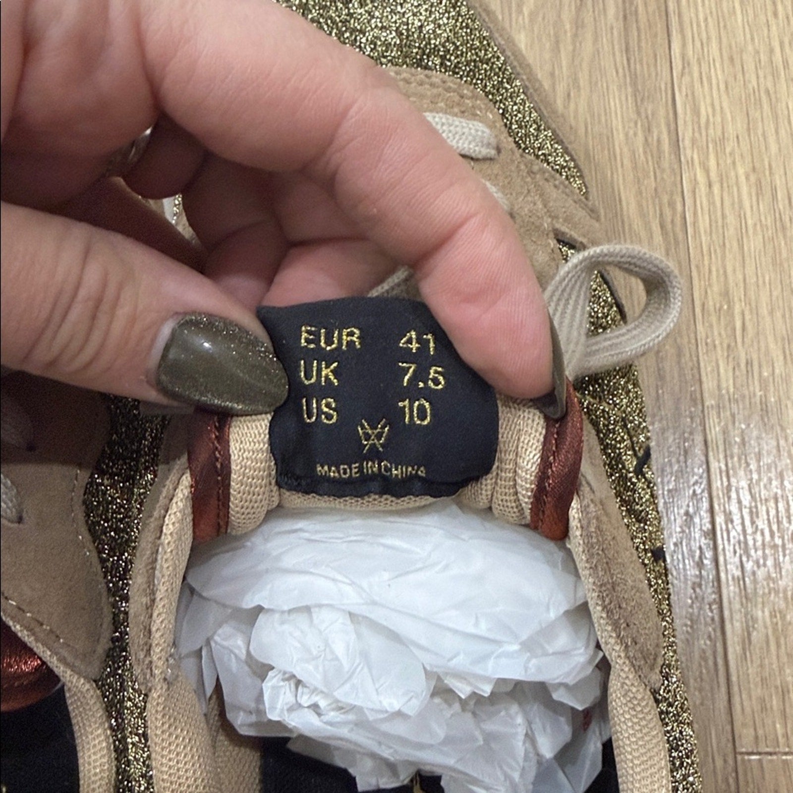 Sun 68 Ally Glitter Low Top Italian Casual Gold Sneakers Size 10