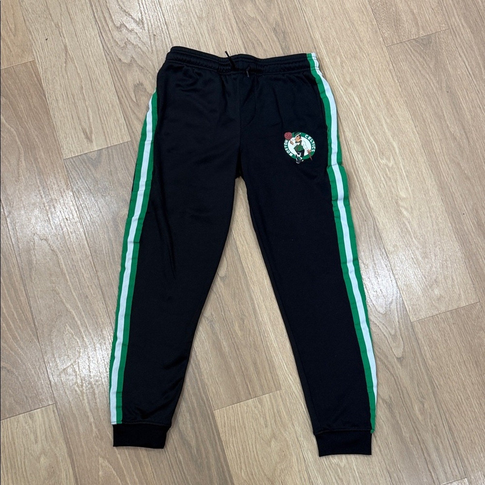 NBA Kids Black Joggers with Green and White Stripes Size XL 18/20