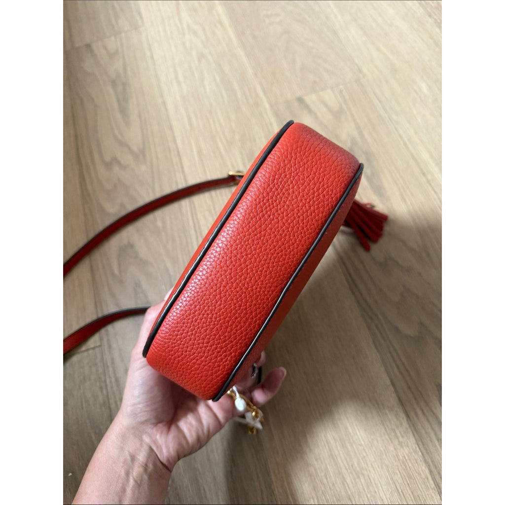 Tory Burch McGraw Camera Bag in Lava Pebbled Leather Crossbody with Tassel
