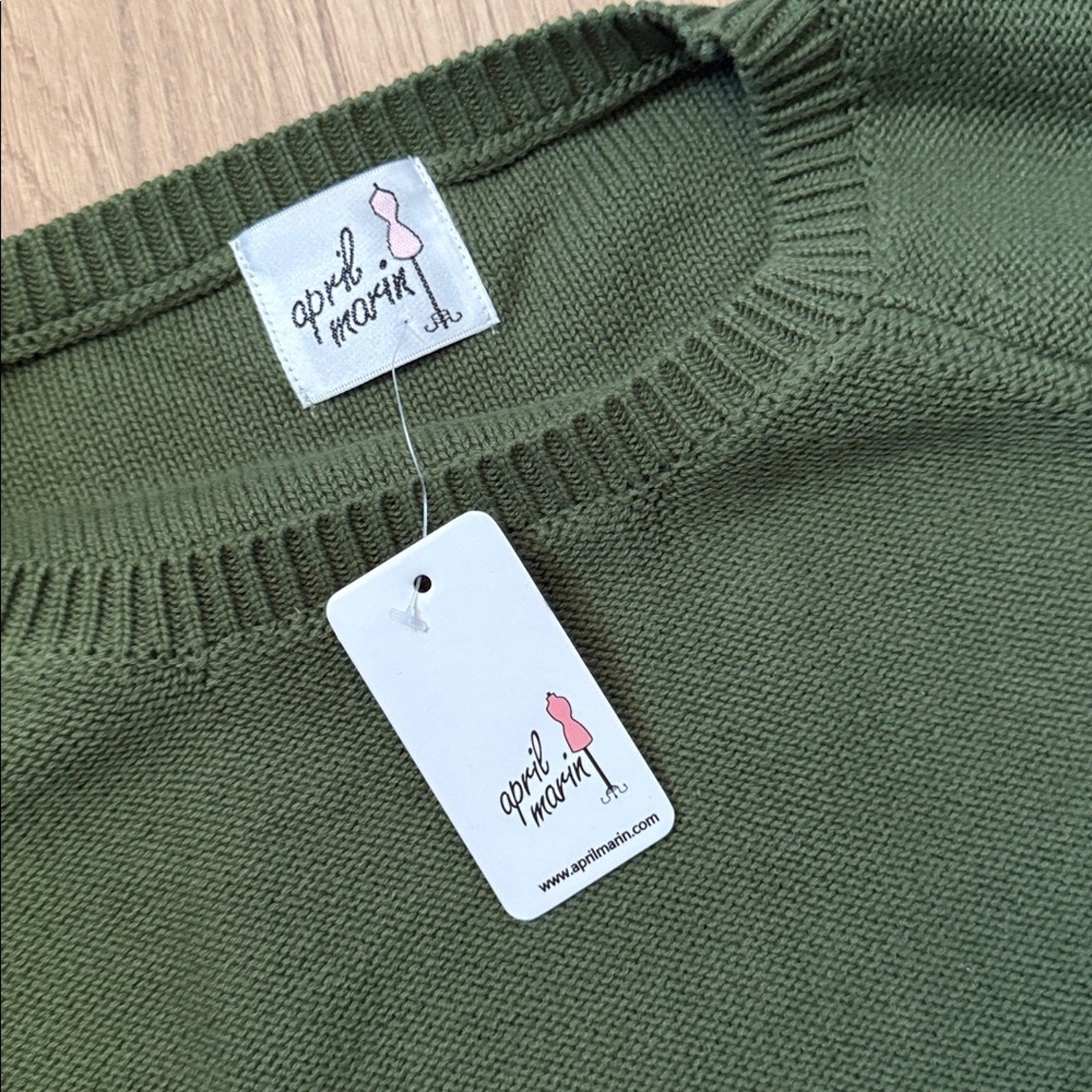 NWT April Marin Green Poncho Style Sweater with Ruffled Hem OS