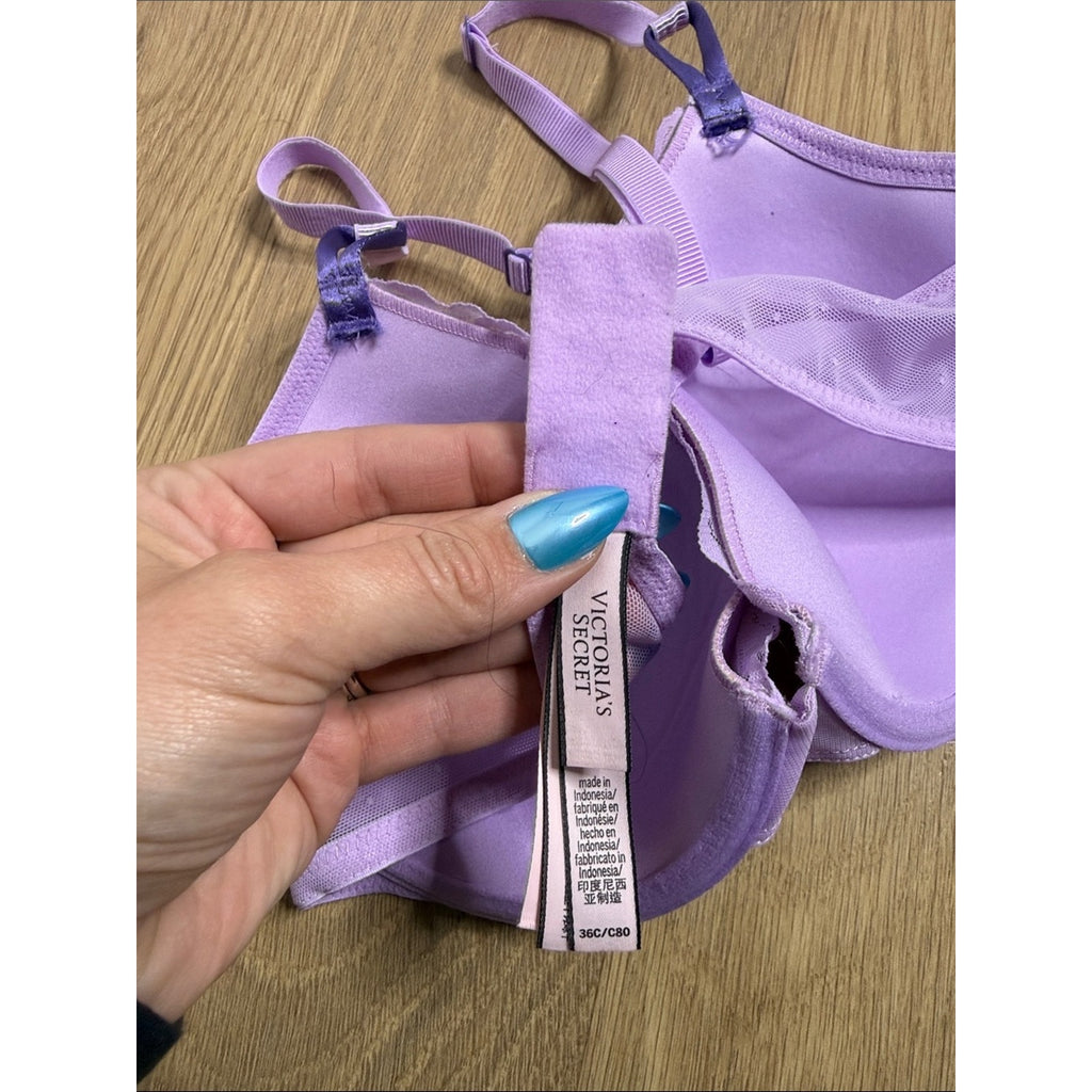 Victoria's Secret Lace Detail Light Purple Push-Up Bra Size 36C